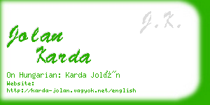 jolan karda business card